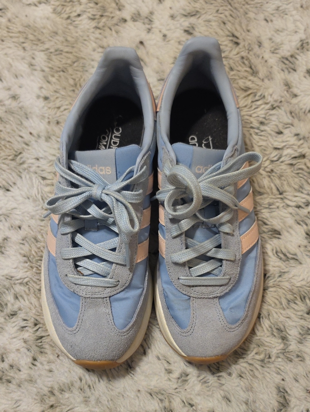 adidas Women's Light Blue and Pale Pink Retro Sneakers